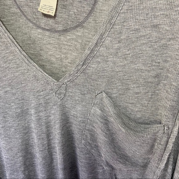 Free People Gray Golden Gate Ribbed T-Shirt Size M - Picture 4 of 12